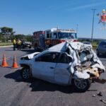 Caminhão e carros colidem na Epia Sul; uma pessoa fica ferida