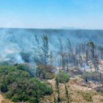Incêndio atinge parque natural em Arraial do Cabo, no Rio de Janeiro