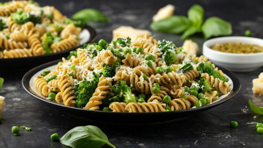 Imagem de um prato de salada macarrão