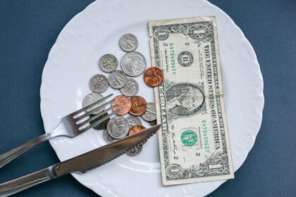 Imagem de um prato com dinheiro nele