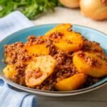 Imagem de um prato de batata-doce com carne moida