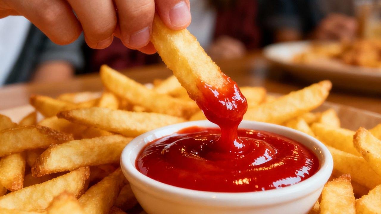 batata frita com ketchup